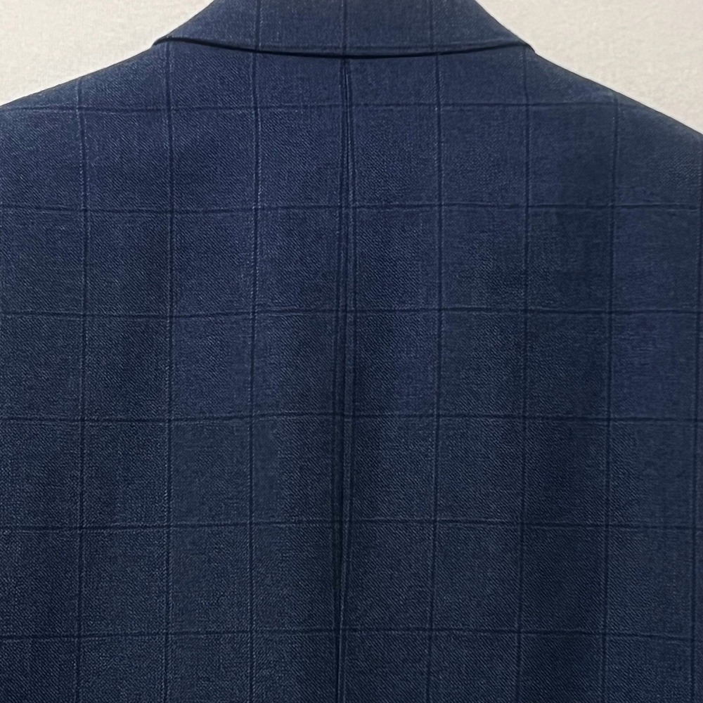 Ralph Lauren Men's 46R‎ Navy Wool Windowpane Blazer – 2-Button Classic Fit - Picture 3 of 11